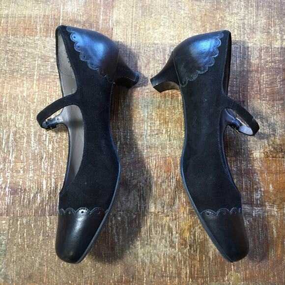 SAS San Antonio Shoes Cate Mary Jane Pump Black Womens 8 W Heel Retro Coquette - Picture 7 of 10